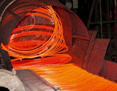 Wire laying of a wire rolling mill